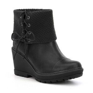 TIMBERLAND Kelli's Black Leather Fold Down Wedge Boot Size 8.5
